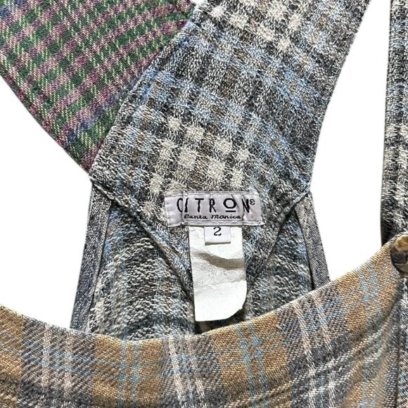 Vintage Cottagecore Whimsigoth Retro Plaid Patchwork Cotton Overall Maxi Dress - Picture 5 of 6